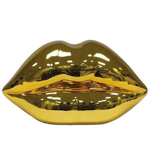 Popular Pop Art Resin  plating Red Lips Sculpture Home Decoration  Colorful Resin Mouth Fiberglass Lips Sculpture