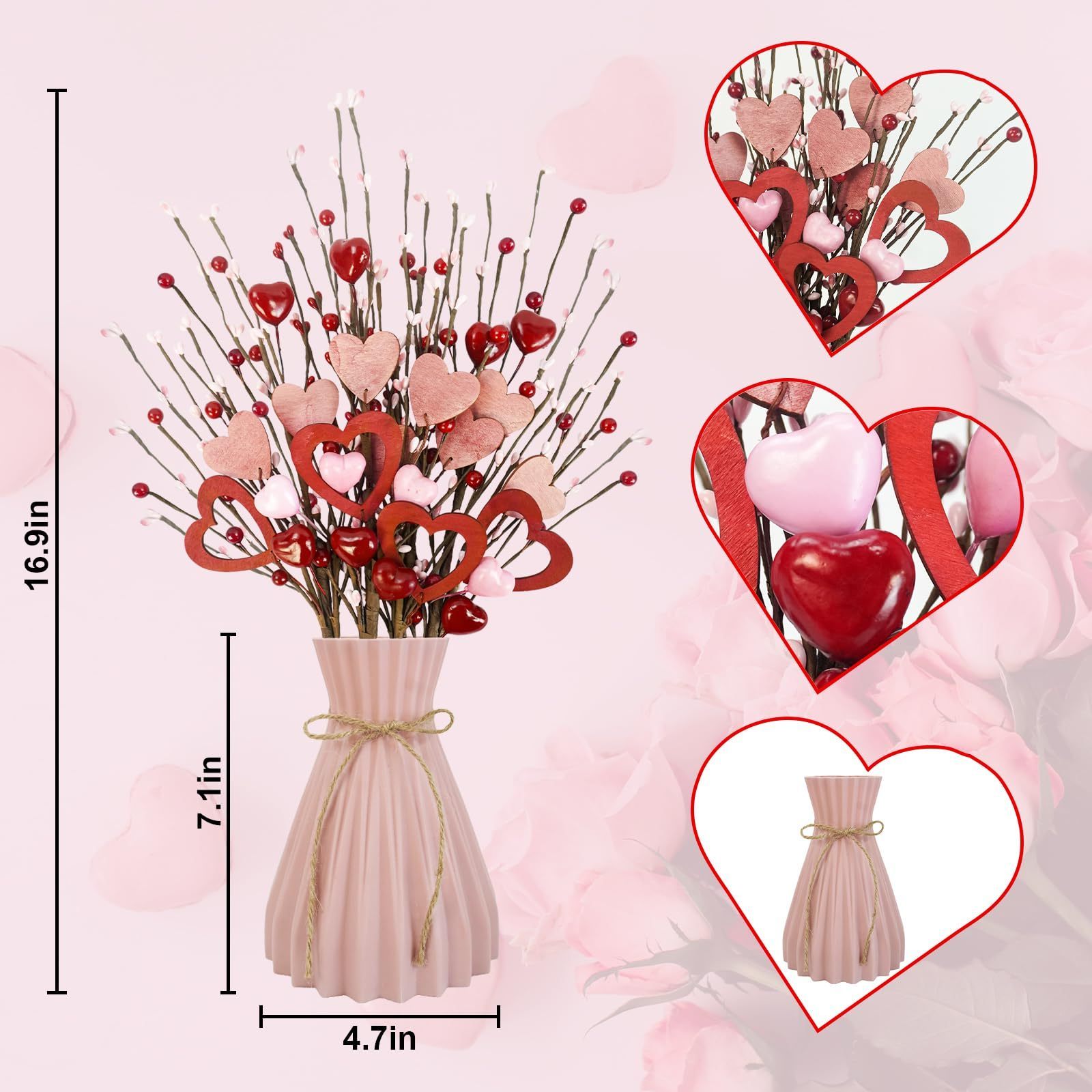 well soon gift get Red Pink White heart Shaped Berry Branches for Valentine's Party Home Wedding Decoration customize gift ideas