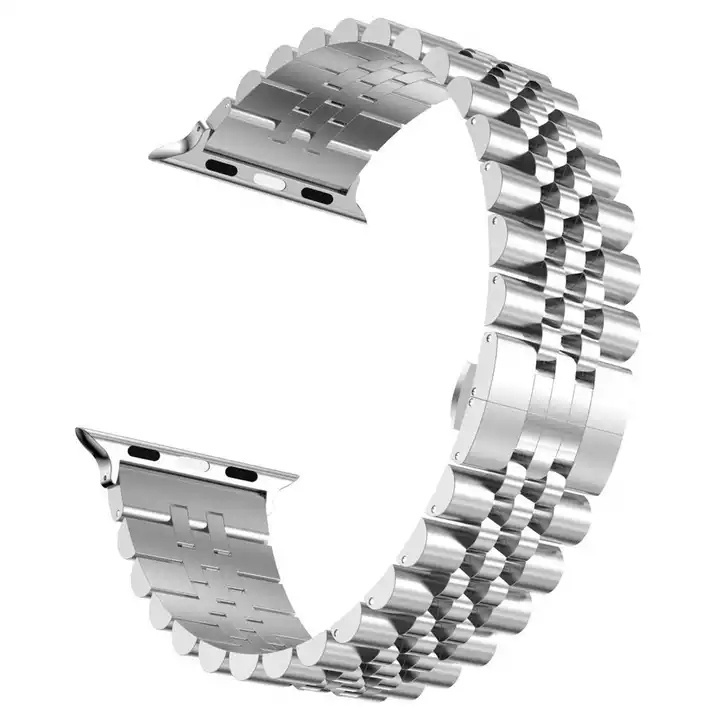 5 Beads 304 Stainless Steel Metal WatchBand for Apple Watch band Series 8 7 and 20mm 22mm for Samsung Watch Metal Watch Strap