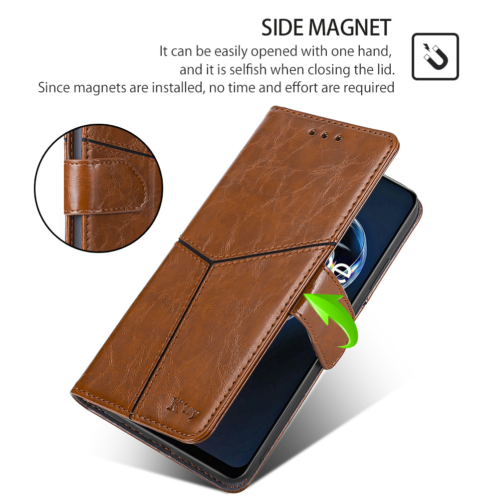 Jmax Luxury Geometric Figure Flip PU Leather Shockproof Wallet Phone Case For OPPO Realme 5 6 7 8 9 Pro Plus