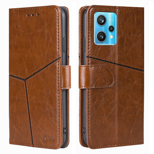 Jmax Luxury Geometric Figure Flip PU Leather Shockproof Wallet Phone Case For OPPO Realme 5 6 7 8 9 Pro Plus