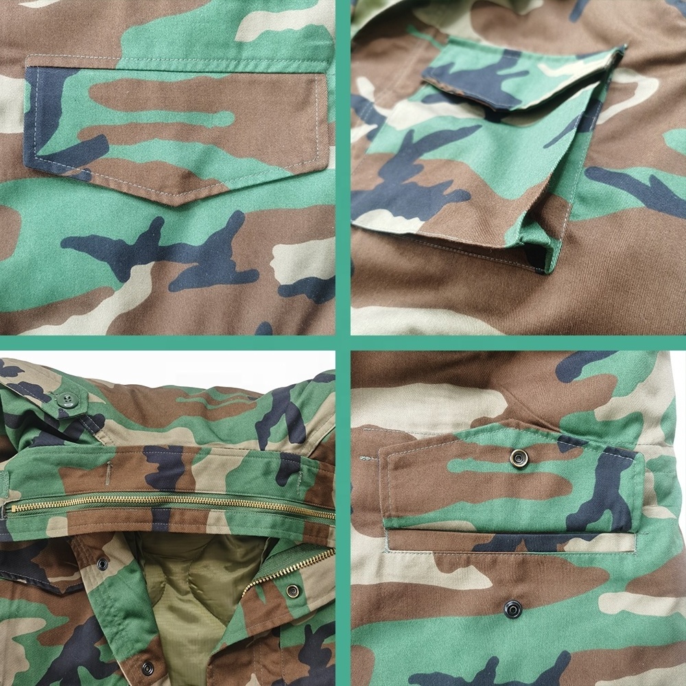 Custom Waterproof Durable Combat Jungle Camouflage M65 Tactical Field Jacket Coat with Fleece Liner for Men