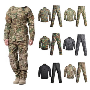 Wholesale Ripstop Durable Slant in Pocket Tactical Camouflage ACU Uniform set Olive Green Tactical Training Clothing Suit