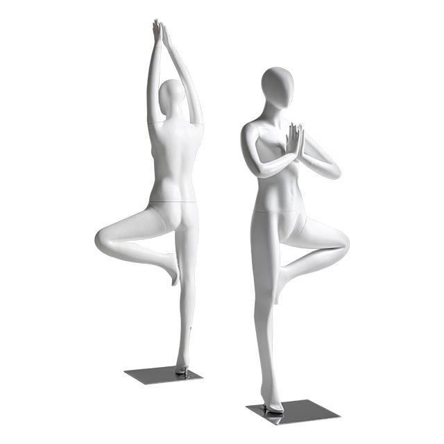 Fashion design full body t fiberglass sports window display female yoga mannequin