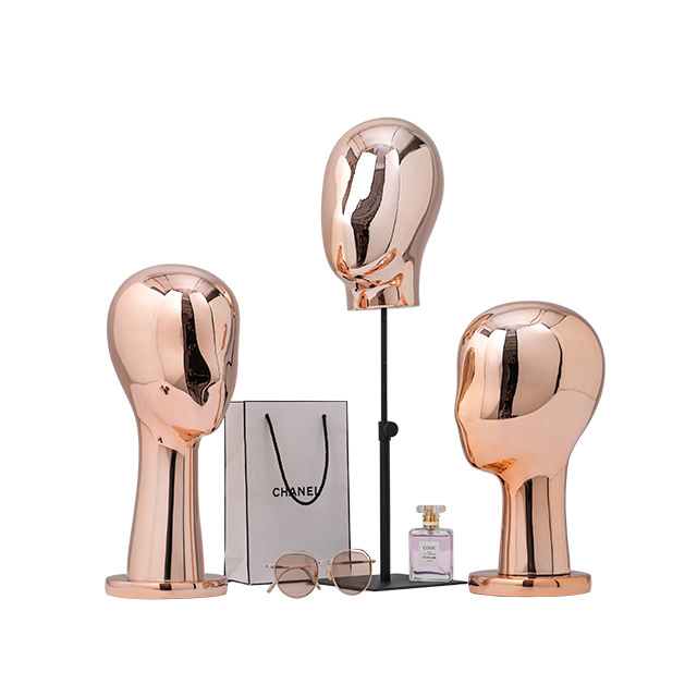 Chromed Wig Head Mannequin Shiny Gold Silver Mannequin Head Stand for Wig Female Mannequin Head for Wig Jewelry Display