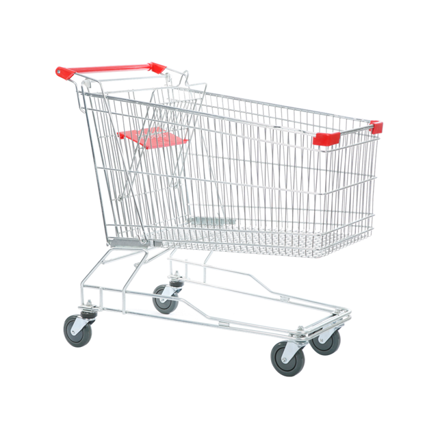 KJ Big volume Asian 180 Liter Shopping Trolley with child Seat Metal Shopping Trolley Cart for Supermarket Store