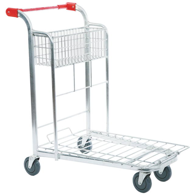 KAIJIA Heavy Duty Storage Tool Trolley Metal Wire Flat Trolley Warehouse Transport Cargo Trolley With 5 Wheels