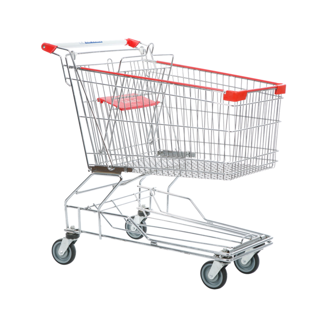 KJ Big volume Asian 180 Liter Shopping Trolley with child Seat Metal Shopping Trolley Cart for Supermarket Store