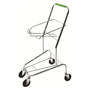 KAIJIA J5 2 Tier Storey Retail Store Shopping Trolleys Carts Plastic Double Grocery Basket Shopping Trolley Basket Trolley