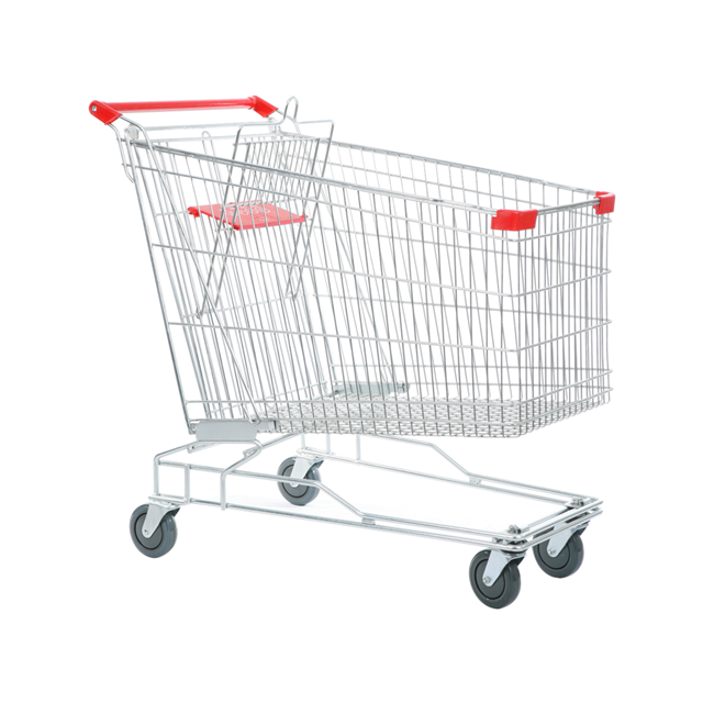 KJ Big volume Asian 180 Liter Shopping Trolley with child Seat Metal Shopping Trolley Cart for Supermarket Store