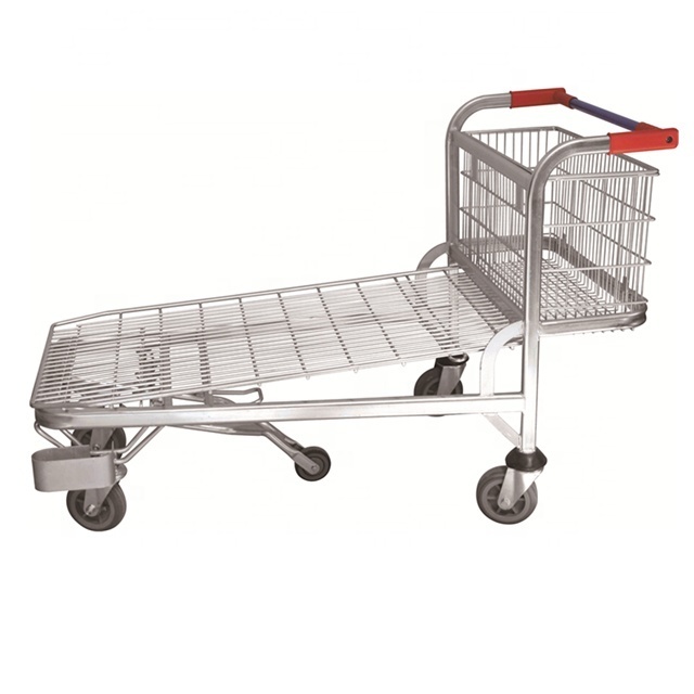 KAIJIA Heavy Duty Storage Tool Trolley Metal Wire Flat Trolley Warehouse Transport Cargo Trolley With 5 Wheels