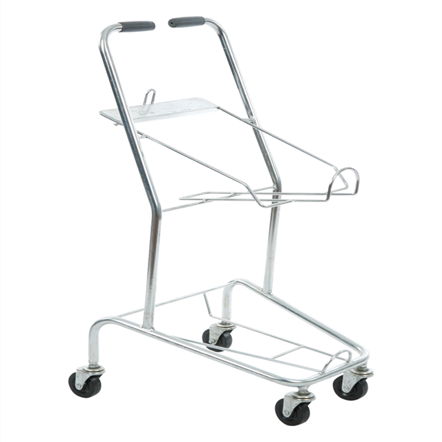 KAIJIA J5 2 Tier Storey Retail Store Shopping Trolleys Carts Plastic Double Grocery Basket Shopping Trolley Basket Trolley