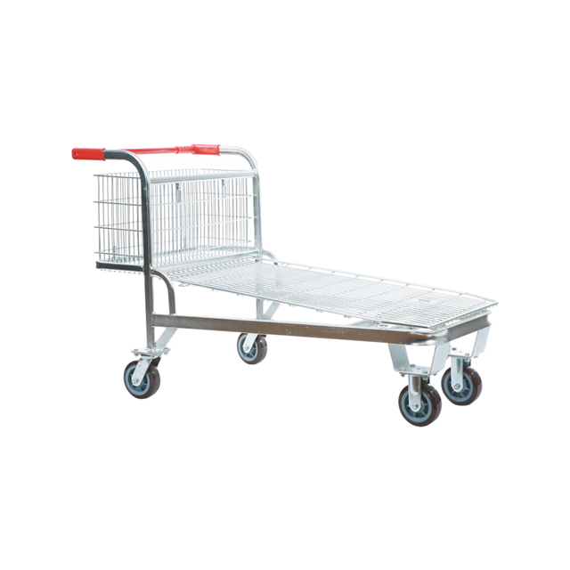 KAIJIA Heavy Duty Storage Tool Trolley Metal Wire Flat Trolley Warehouse Transport Cargo Trolley With 5 Wheels