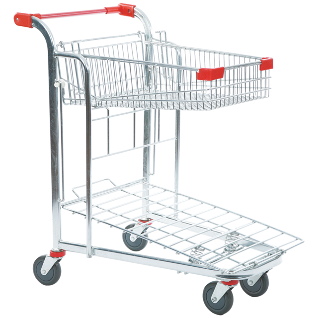 KAIJIA Heavy Duty Storage Tool Trolley Metal Wire Flat Trolley Warehouse Transport Cargo Trolley With 5 Wheels