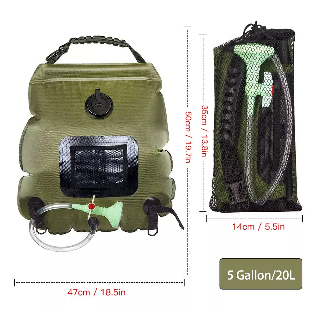 Spot Wholesale 20l Portable Camping Shower 5 Gallons Heating Pipe Bag Solar Water Heater Outdoor Other Camping Gear