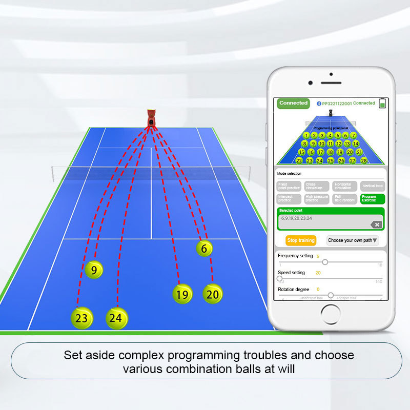 PT9001 Custom Tennis ball Feeding Shooting Robot Serve Machine Tennis Ball Court Training Machine for sale