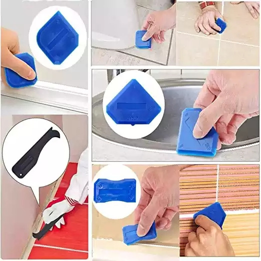 Factory Outlet Popular Professional Caulk Tool Kit 3 In 1 Sealant Scraper And Trowel Silicone Sealant Finishing Tool