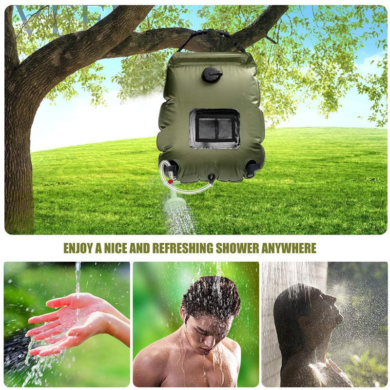 Spot Wholesale 20l Portable Camping Shower 5 Gallons Heating Pipe Bag Solar Water Heater Outdoor Other Camping Gear