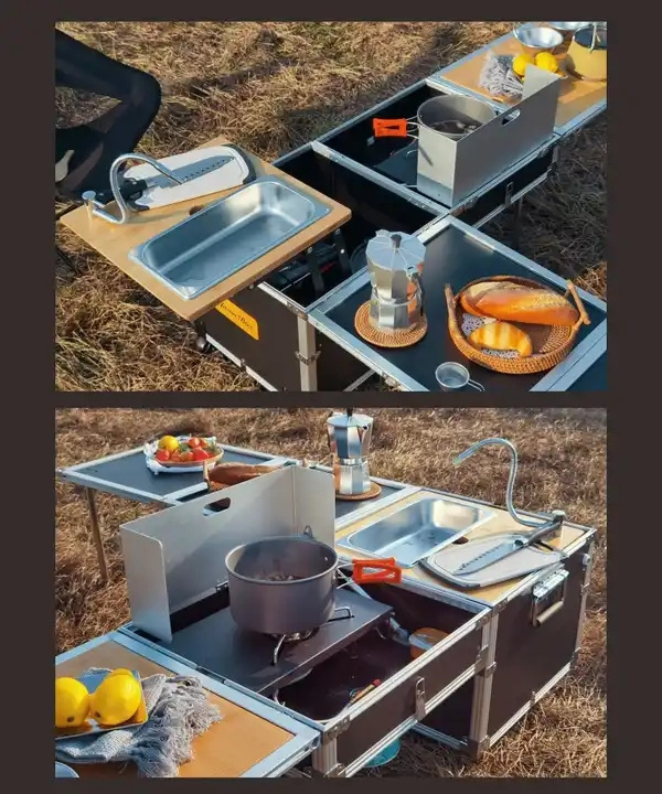 camping kitchen self driving travel cookware set mobile kitchen