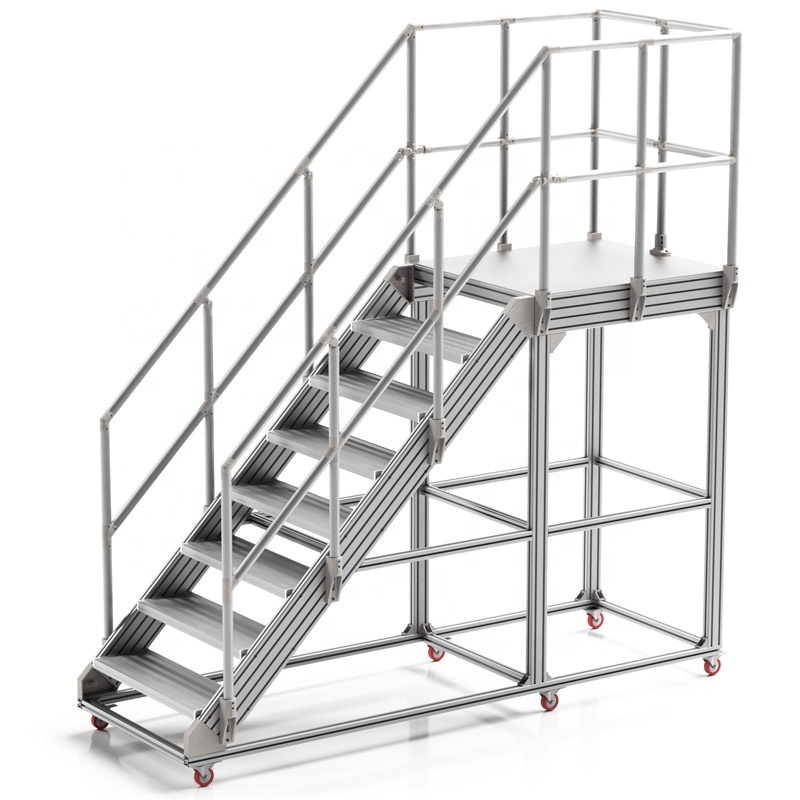 Industrial machine step walkway assembly folding ladders stairs platform 3 step aluminium ladder for sale