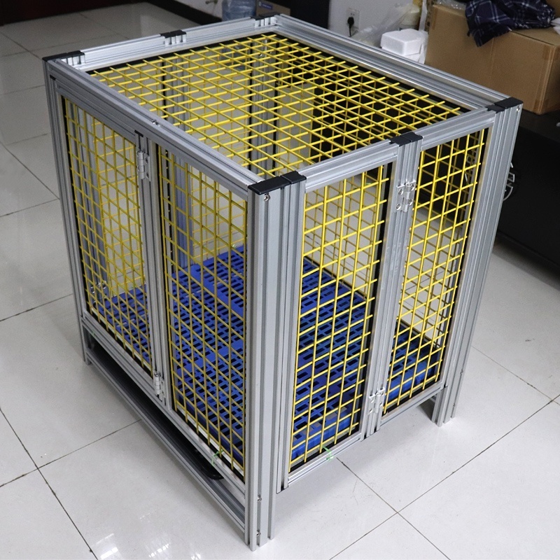 Outdoor Heavy High Strength Stainless Dog Cages With Wheels, Foldable Strong Stainless Steel Large Dog Cage Metal Dog Kennel