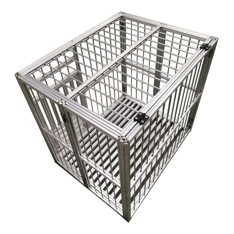 Outdoor Heavy High Strength Stainless Dog Cages With Wheels, Foldable Strong Stainless Steel Large Dog Cage Metal Dog Kennel