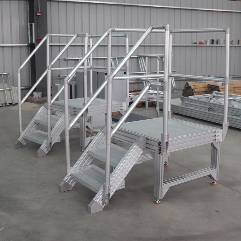 Industrial machine step walkway assembly folding ladders stairs platform 3 step aluminium ladder for sale