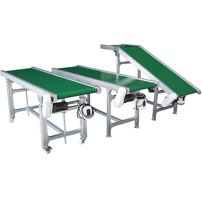 Factory Price PU Straight Belt Conveyor/Belt Conveying System Food Grade Motorized Aluminum Profile Conveyor Belt with Side Guid