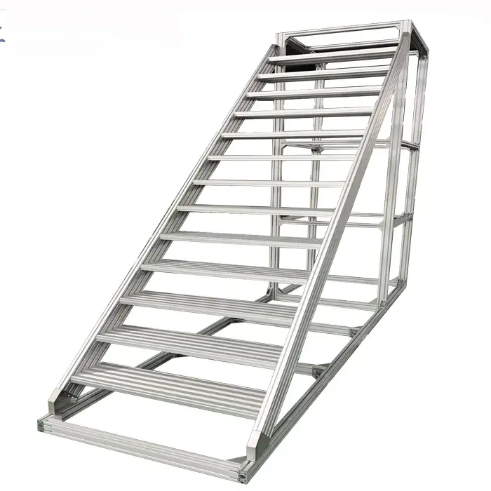 Aluminum structure custom ITEM Stairway Platform System mobile safety step ladder machine steps