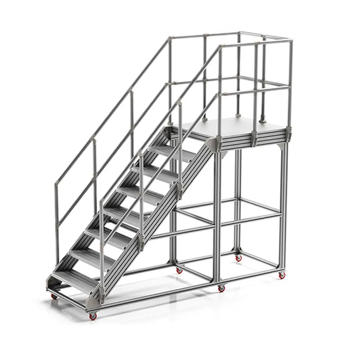 Aluminum structure custom ITEM Stairway Platform System mobile safety step ladder machine steps