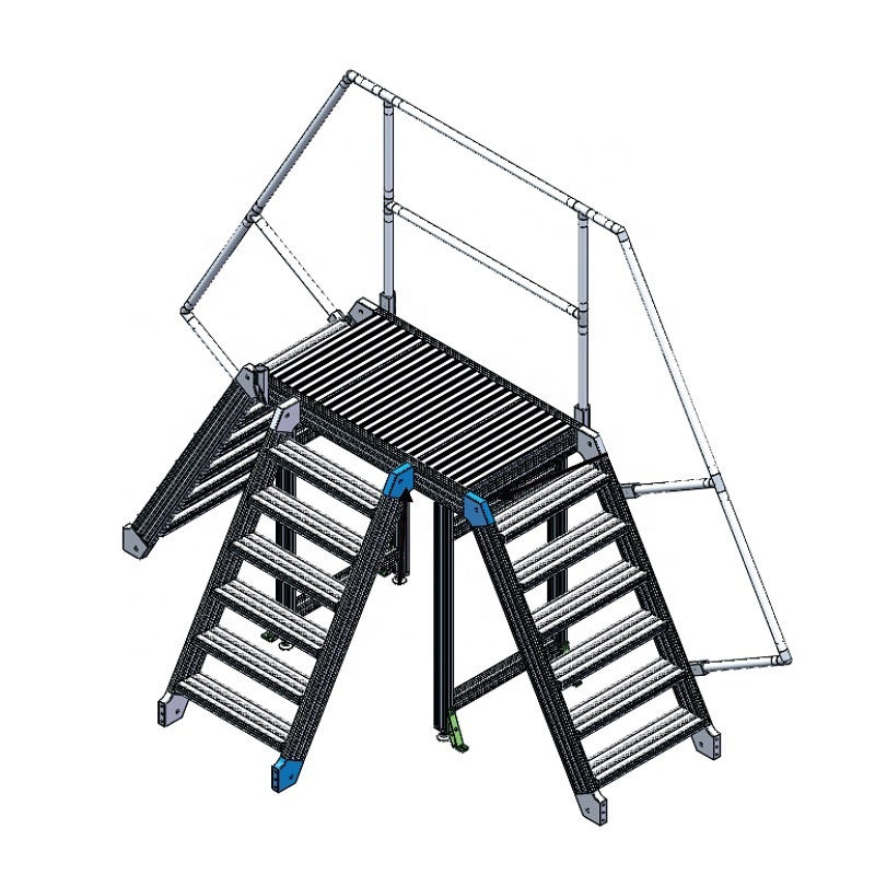 Industrial walkway stairs platform 2 steps aluminum folding step ladder supplier