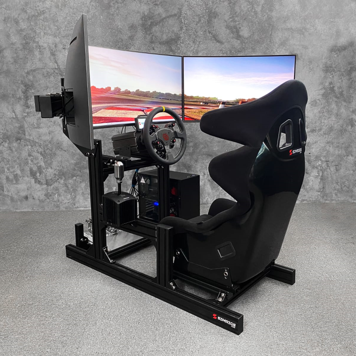 wholesale newly design black anodising aluminum t slot sim racing cockpit simulator rigs no seat