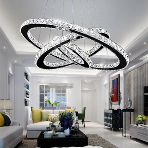 CSLIDO Simple Modern Ring Circle Dining Room Chandelier Pendant Hanging Light Decorative Rings Luxury K9 Crystal Chandelier