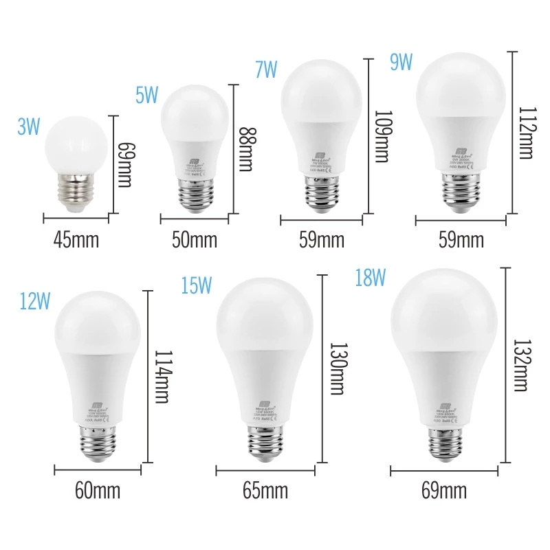 CSLIDO 220V AC 110V AC 3W 9W 12 Watt B22 E27 A60 A70 LED Bulb 4000K