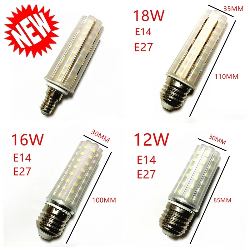 New 12W 16W 18W 220V/AC Light Bulb E14 E27 LED Double Color Lamp SMD2835 Chandelier Warm White LED Corn Bulb Light