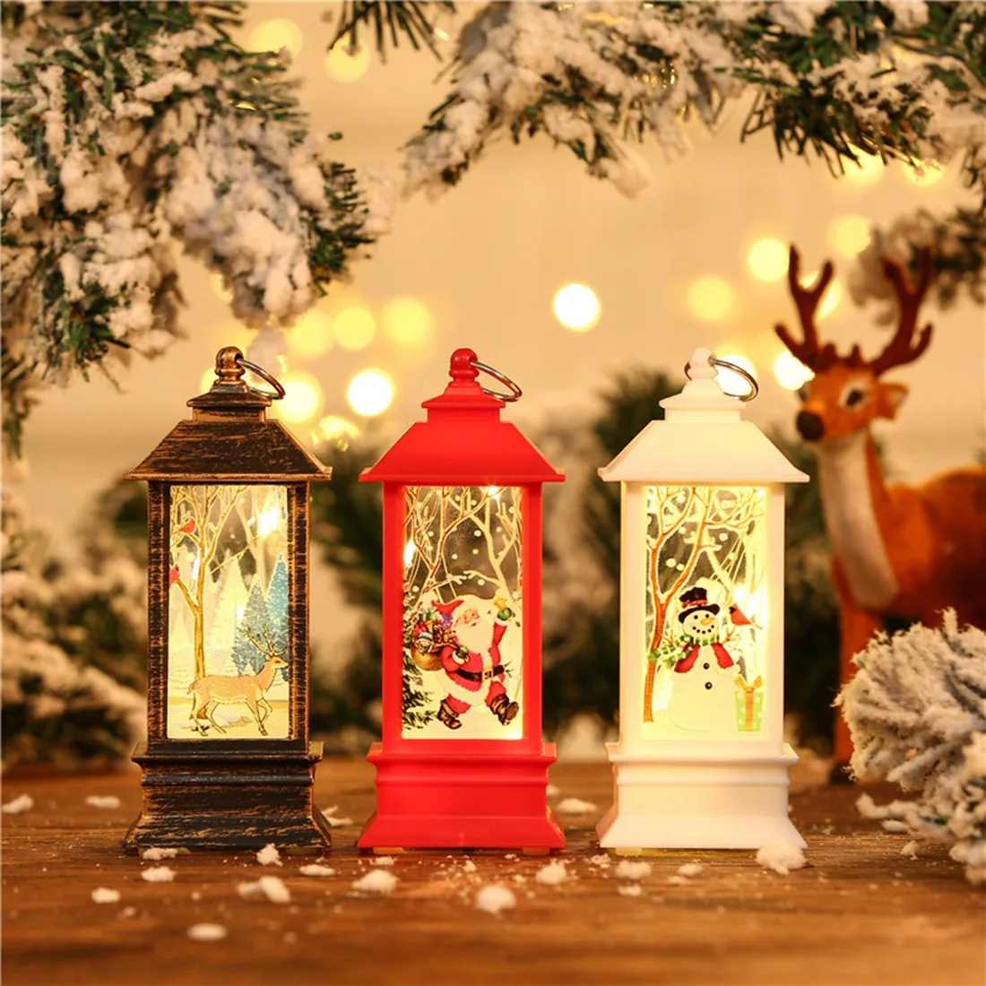 CSLIDO Led Santa Claus Snowman Hanging Lamp For Home New Year Decoration Christmas Lantern Candle Night Light