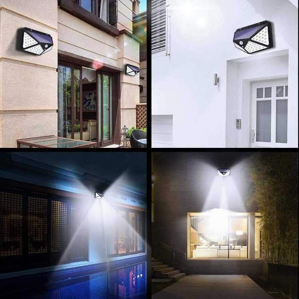 100 LED Solar Wall Lights Outdoor Solar Lamp Waterproof Motion Sensor Solar Powered Sunlight Street Light for Garden Decoration