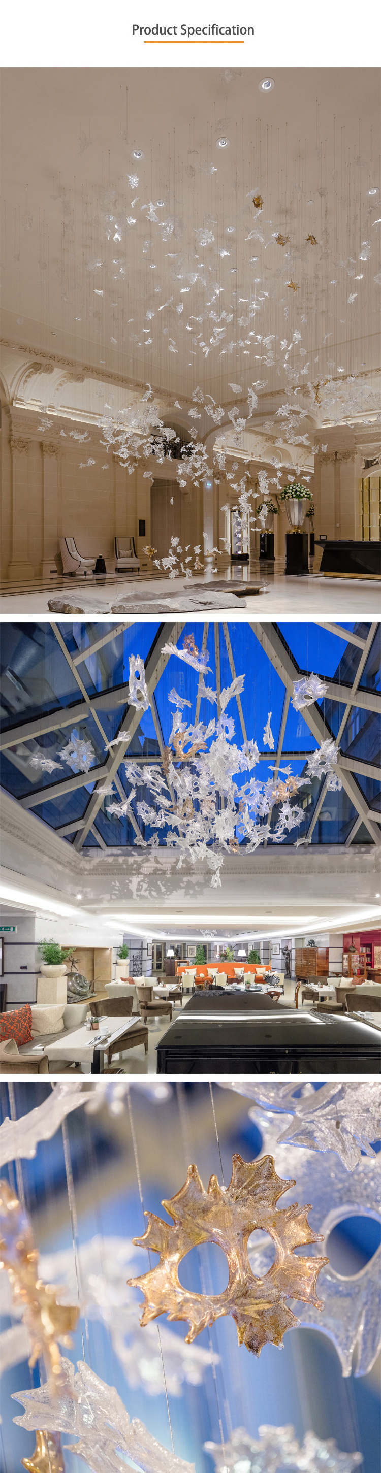 Modern Luxury Glass Leaves Entry ChandelierProject Large Chandeliers For High Ceilings