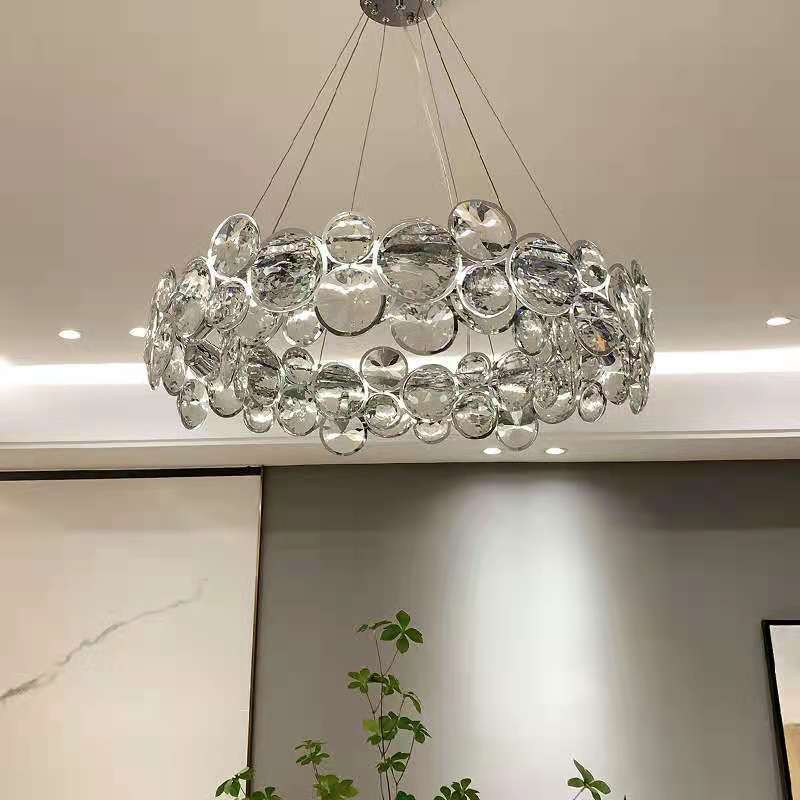 Modern Luxury K9 Crystal Chandeliers Lighting Chrome Lustre Cristal Ceiling Pendant Fixtures For Living Home Decoration Lamp