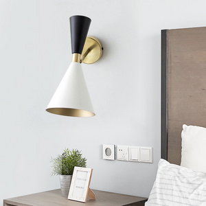 American Style E14 Bulb Wall Lights For Bedroom Bedside Parlor Reading Wall Lamp White Black Gold Metal Sconce