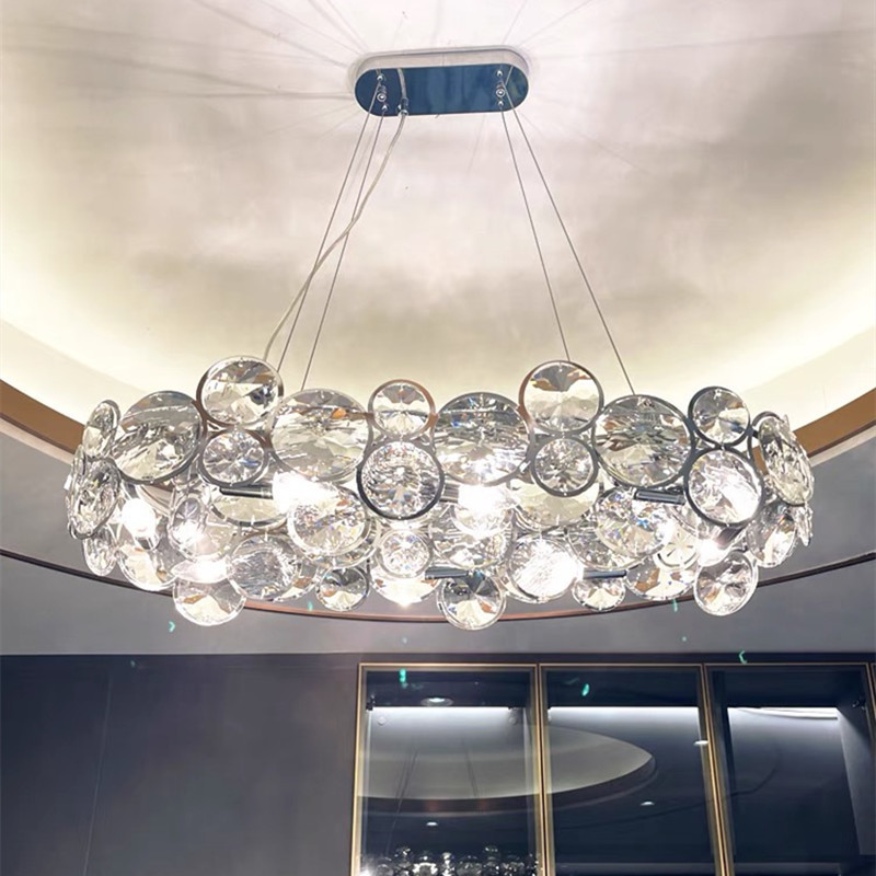 Modern Luxury K9 Crystal Chandeliers Lighting Chrome Lustre Cristal Ceiling Pendant Fixtures For Living Home Decoration Lamp