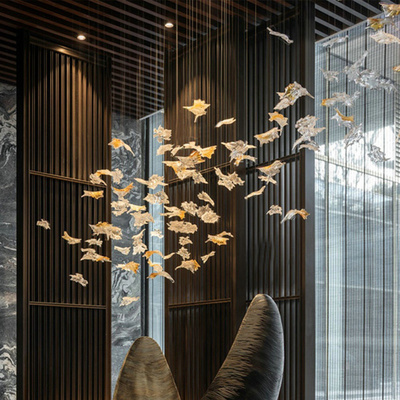 Modern Luxury Glass Leaves Entry ChandelierProject Large Chandeliers For High Ceilings