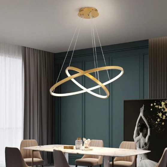 Creative Personality Warm Small Nordic Chandelier Simple Dining Hall Pendant Lights Modern Three Ring Living Room Pendant Lamp