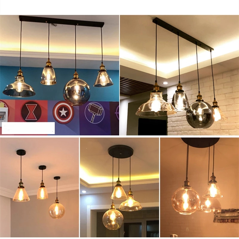 Nordic Industrial Glass Hanglamp For Dining Room Bar Decor Retro Luminaire Suspension Kitchen Fixtures Vintage Pendant Lights