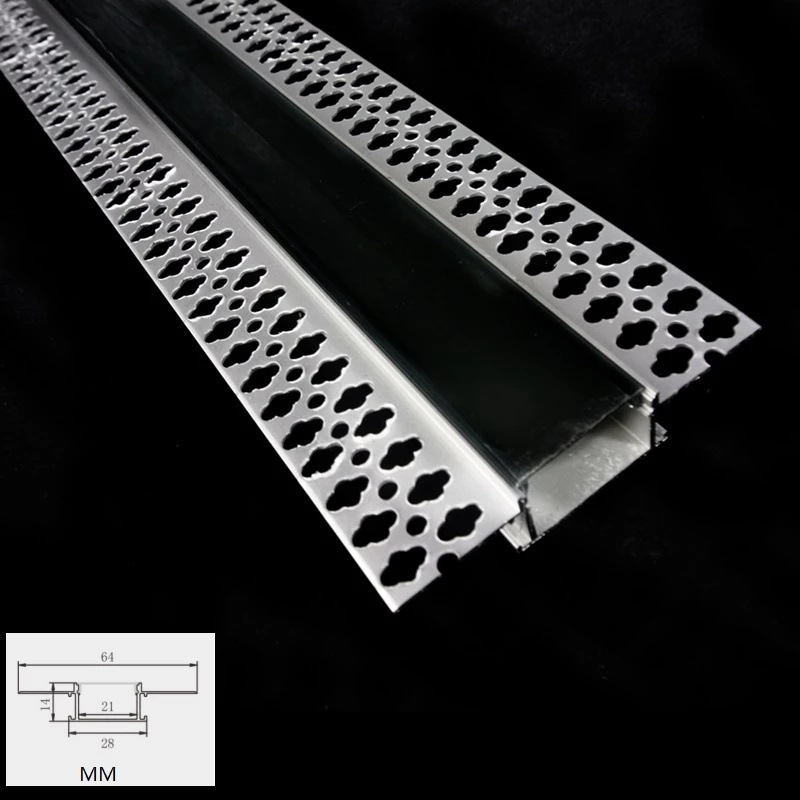 Recessed with Flange for LED Trimless 12-20mm Strip Slot Profile Diffuser 2 Meter Plaster-in Recessed Slim LED Aluminum Channel