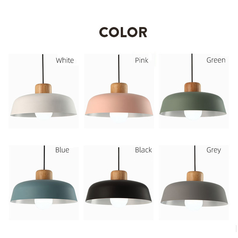 Modern Nordic Pendant Lights Aluminum Lampshade Wood Decor Hanging Lamp for Dining Room Kitchen Lighting Fixtures