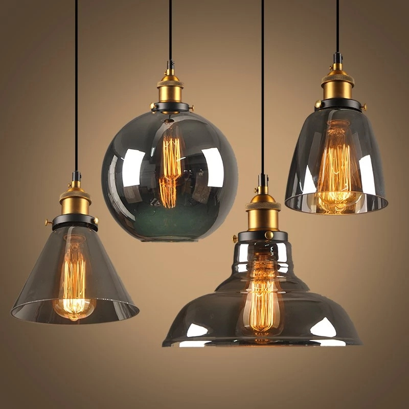 Nordic Industrial Glass Hanglamp For Dining Room Bar Decor Retro Luminaire Suspension Kitchen Fixtures Vintage Pendant Lights