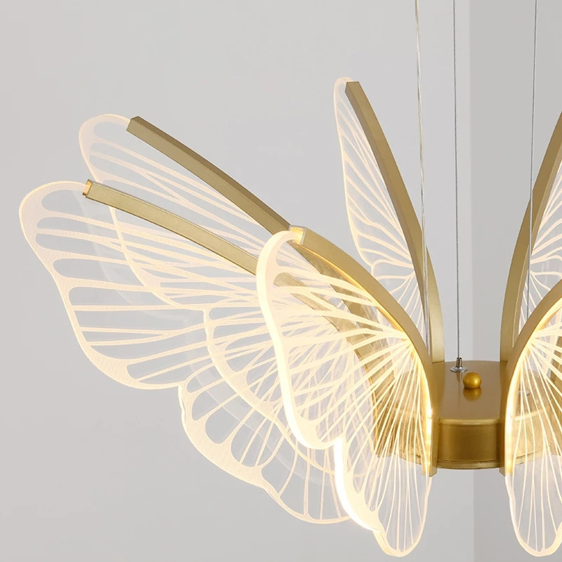 New Modern Minimalist Creative Dining Living Room Bedroom Children's Room LED Smart Lamps Decorative Butterfly Chandelier