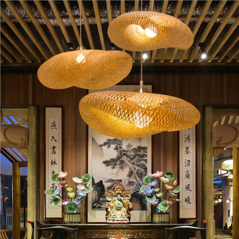 Modern Asia Wood Pendant Lamp Living Room Diningroom Hotel Restaurant Kitchen Indoor Deco Hanging Lamp Bamboo LED Pendant Lights