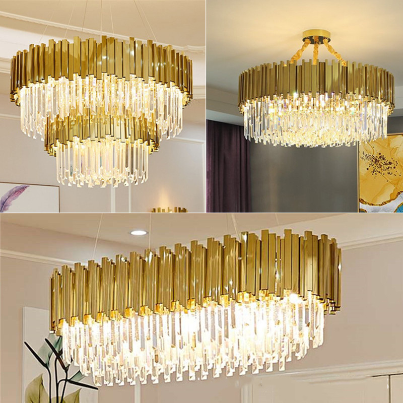 CSLIDO Custom Home Decor Large Chandeliers High Ceilings Pendant Light Living Room Lamp Modern Gold Luxury K9 Crystal Chandelier